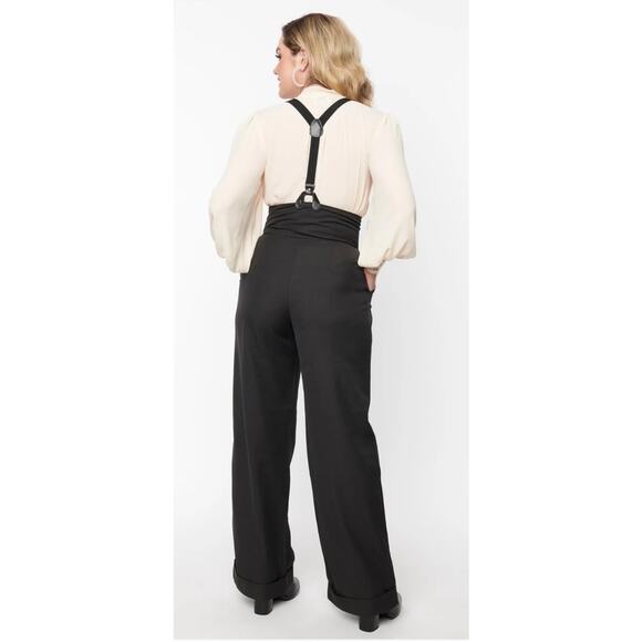 Unique Vintage 1930’s Black Thelma Wide Leg Trousers Pants XL NWOT - Picture 2 of 4